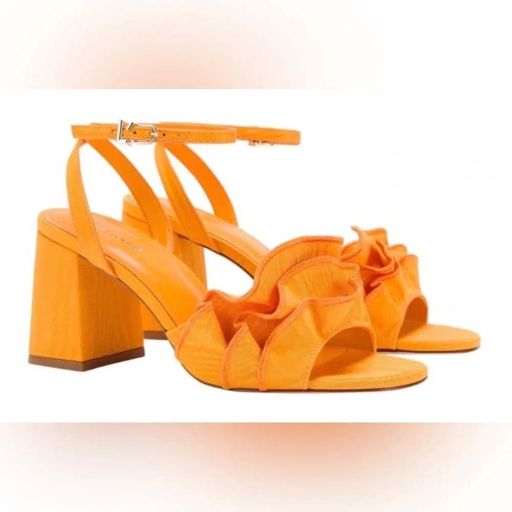 Larroudé Selena Ruffle Sandal — Orange
